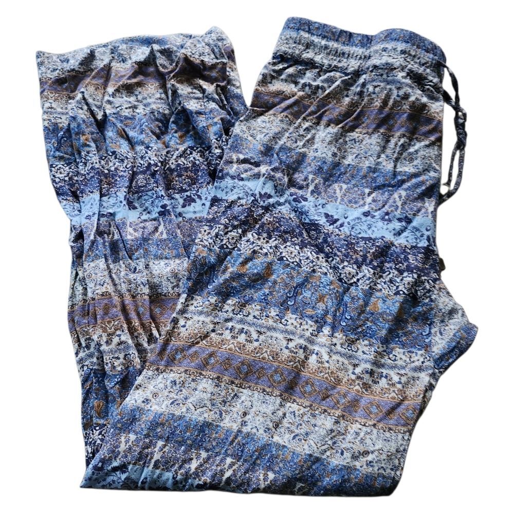 Artisian NY Blue Patterned Pull-on Wide Legged Pants. Sz. M